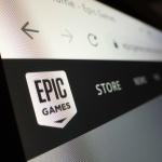 Close-up view of Epic Games logo on its website