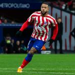 Madrid, Spain- January 21, 2023: Soccer match between Atletico de Madrid and Real Valladolid at Civitas Metropolitano. Memphis Depay makes his debut with Atletico Madrid