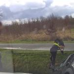 Police pull down the pants of a suspect before tackling him after a chase from Moerdijk to Breda. 15 March 2024