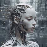 Artist's impression of a cybot, a humanoid robot incorporating organic features and artificial intelligence