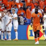 Lutsharel Geertruida of the Netherlands disappointed after the 2-3 draw during the UEFA EURO 2024 group D match between the Netherlands and Austria at the Olympiastadion on June 25, 2024 in Berlin, Germany.