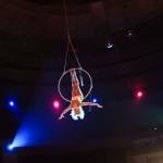 An acrobat during a circus performance.