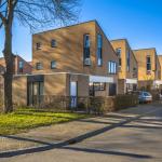 Modern family houses in a suburban area near Groningen, Netherlands