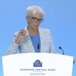 ECB President Christine Lagarde discussing the decision to cut interest rates during a press conference. 6 June 2024