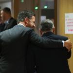 Dutch PM Mark Rutte with his arm around Hungarian PM Viktor Orbán during the a European Council meeting. 30 June 2023