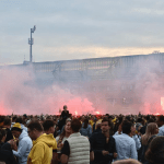 Fans celebrate NAC Breda's promotion to the Eredivisie at the Rat Verlegh Stadion, 2 June 2024