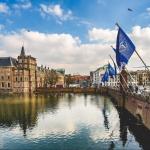 NATO flags hanging in The Hague