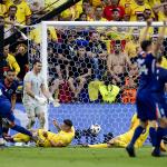 Donyell Malen of the Netherlands scores the 0-2 against Romania during the UEFA EURO 2024 round of 16 match between Romania and the Netherlands at the Munich Football Arena on July 2, 2024 in Munich, Germany