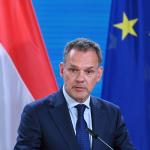 Dutch Foreign Minister Caspar Veldkamp looks on as he addresses a joint press conference with German Foreign Minister after talks at the Foreign Office in Berlin on July 23, 2024.