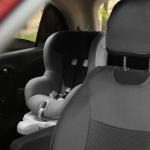 Child safety seat on the backseat of a car