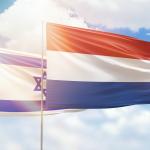 Flags of netherlands and israel together.