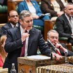 London, UK - Feb 07 2024: Keir Starmer talking and gesturing in the House of Commons, UK parliament in Westminster Palace