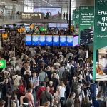 Schiphol Airport crowded with travelers as global Windows outage cancels or delays every single flight, 19 July 2024