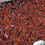 Fans of the Dutch men's national football team march to the Dortmund, Germany stadium ahead of Oranje's Euro 2024 semifinal against England. 10 July 2024