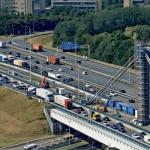 Traffic jammed south of Utrecht up on the A12 east of the A2 due to roadworks. 23 August 2024