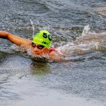 Rachel Klamer swimming in the Seine during the triathlon in the Paris Olympics, 31 July 2024