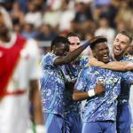 Jorrel Hato of Ajax (m) receives the congratulations after scoring 2-1 during the UEFA Europa League 2nd preliminary round match between FK Vojvodina and Ajax Amsterdam at Karadorde Stadium on August 01, 2024 in Novi Sad, Serbia.