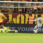 Bialystok, football, Europa League play-offs, Jagiellonia Bialystok - Ajax Amsterdam, In the picture: Mateusz Skrzypczak of Jagiellonia, Slawomir Abramowicz of Jagiellonia, Chuba Akpom of Ajax,