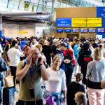 Travelers stranded at Eindhoven Airport after a network outage halted all flights, 28 August 2024