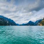 Island in water at Khao Sok National Park in Thailand