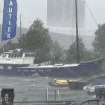 Rain and wind batter Amsterdam-Oost as a thunderstorm passes. 24 August 2024