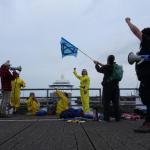 Extinction Rebellion activists protesting against cruise ships at IJmuiden