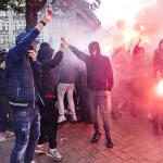 Ajax supporters gathered on Leidseplein to protest against police actions for early retirement. 