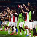 Ajax celebrates the 4-0 victory during the UEFA Europa League match between AFC Ajax Amsterdam and Besiktas JK at Johan Cruijff ArenA on September 26, 2024 in Amsterdam, Netherlands.