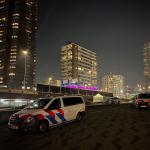 Police at the scene of a knife attack at the Erasmus Bridge in Rotterdam. A man stabbed two people, killing one and severely hurting the other. 19 September 2024