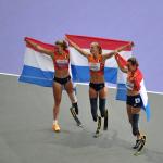 Fleur Jong, Kimberly Alkemade and Marlene Van Gansewinkel at the 100m Femmes/Womens T64 in the Paralympics in Paris, 6 September 2024