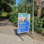 Police sign in Rotterdam's Kralingen neighborhood asking for information on a gang rape on 12 January 2004, September 2024