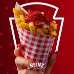 Fries with ketchup flavored hagelslag on it. 
