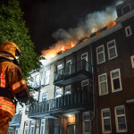 Firefighters fighting a fire in an apartment building on Allard Piersonstraat in Rotterdam's Delfshaven neighborhood, 10 September 2024