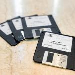 Image of the floppy disks used to maintain the first DNA database in the Netherlands 