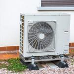 A heat pump outside a home