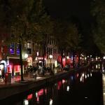 The Red Light District in Amsterdam at night