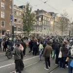 Protestors demonstrate in Amsterdam in favor of Palestinians one year after Hamas orchestrated a kidnapping and assault on Israeli civilians near the Gaza Strip border. 7 October 2024