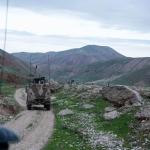 Dutch soldiers patrol the area around Camp Marmal in Afghanistan, March 2021