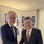 PVV leader Geert Wilders meets with Israeli Foreign Minister Gideon Sa'ar after violent attacks on Israeli football fans in Amsterdam. 8 November 2024