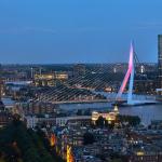 Panoramic view of Rotterdam at night