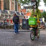 An Uber Eats deliverer in Amsterdam
