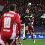 Luuk de Jong of PSV Eindhoven in action during the UEFA Champions League match between Brest and PSV Eindhoven in Guingamp, France, 10 December 2024