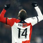 Igor Paixao of Feyenoord celebrates the 4-2 victory after the UEFA Champions League match between Feyenoord Rotterdam and AC Sparta Prague at Feyenoord Stadion de Kuip on December 11, 2024 in Rotterdam, Netherlands