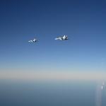 Dutch F-35 fighter jets flying through the sky