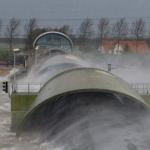 Undated photo of the Ramspol inflatable storm surge barrier in Kampen, Overijssel