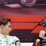 Mercedes driver George Russell speaks with Red Bull’s Max Verstappen after a controversial qualifying round ahead of the Formula 1 Grand Prix in Qatar. 30 November 2024