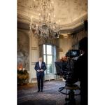 King Willem-Alexander during the recording of his 2024 Christmas Address from Huis ten Bosch Palace. December 2024