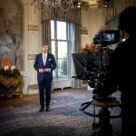 King Willem-Alexander during the recording of his 2024 Christmas Address from Huis ten Bosch Palace. December 2024