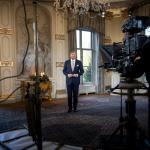 King Willem-Alexander during the recording of his 2024 Christmas Address from Huis ten Bosch Palace. December 2024