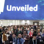 Visitors enter the CES 2024 conference in Las Vegas. January 2024.